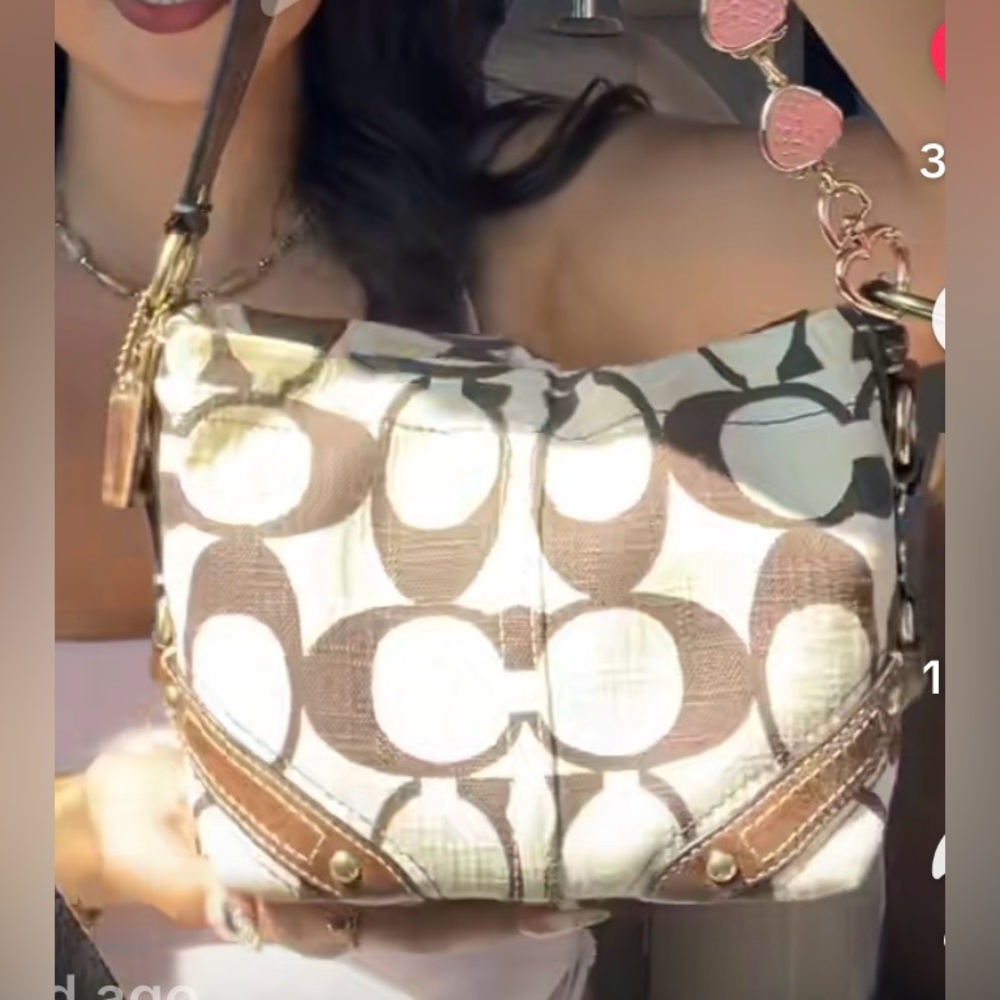 ISO Coach mini Carly in cream/brown colorway